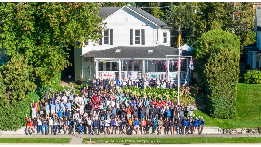 Melges 24 Worlds team photo in front of the Little Traverse Yacht Club at the Melges 24 World Championship 2026 - Harbor Springs, MI, USA