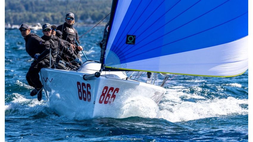 Team Bagdad Prospects Helly Hansen (NOR), helmed by Tomas Mathisen, with Hans Herman Nergaard, Daniel Andersen, Alexander Klippenberg and Jacob Undrum are the Corinthian division leaders after Day 1 of the Melges 24 World Championship 2026 - Harbor Springs, MI, USA 