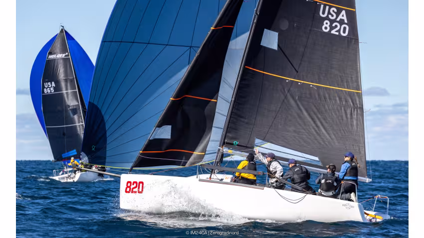 Lindsey Duda and her crew on SIN DUDA! wins the first race of the Melges 24 World Championship 2026 in Harbor Springs 