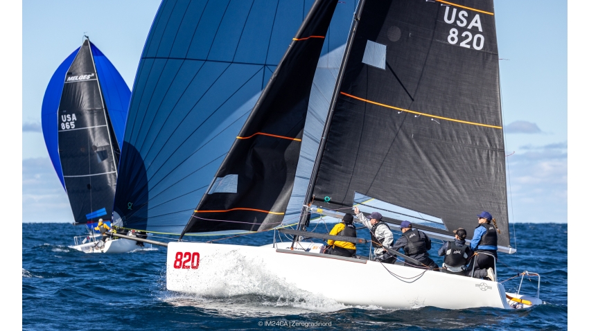 Lindsey Duda and her crew on SIN DUDA! wins the first race of the Melges 24 World Championship 2026 in Harbor Springs 