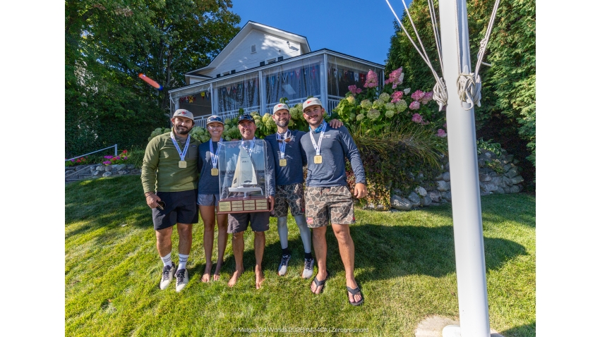 Wah Gwan (USA865) by Anthony Kotoun with Grant Janov, Jordan Janov, Franny Schulte and Stu McNay with Melges Performance Sailboats Trophy - 2026 Melges 24 World Champions - Harbor Springs, MI, USA