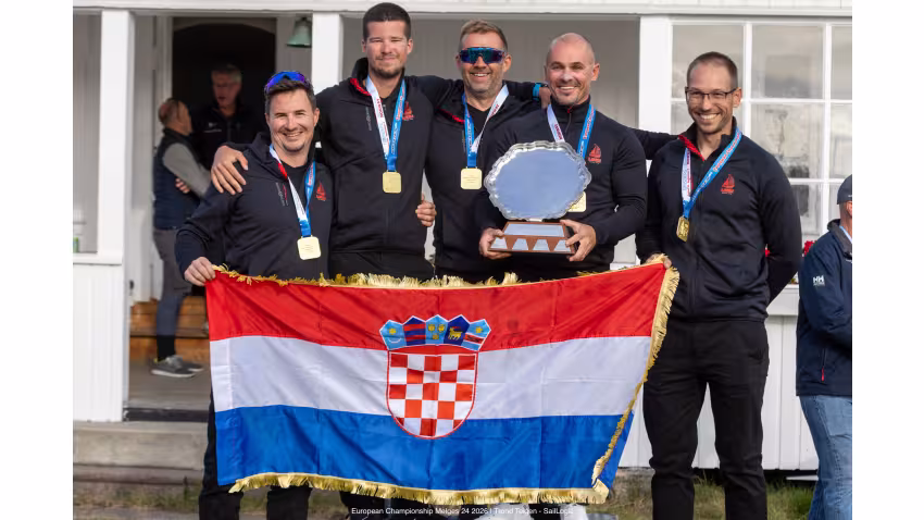 RAZJAREN (CRO867) - Ante Cesic, Lukasz Podniesinski, Tonci Knezovic, Ljubo Jercic and Antonio Milisic - Melges 24 European Champions 2026 with a race to spare - Melges 24 European Championship 2026 - Tønsberg, Norway 