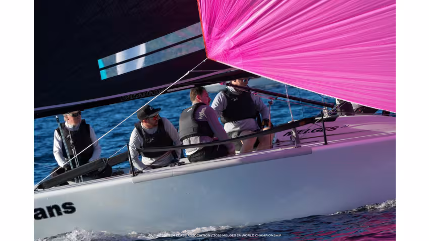 Team Barbarians (GBR) by Stuart Simpson, with Bernard Fitzpatrick, Sam Hunt, Mark Hassett and Fred Kemp currently third in the Corinthian ranking after Day 4 at the Melges 24 World Championship 2026