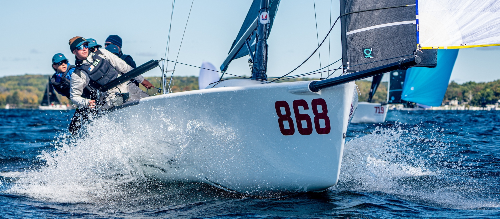 Zenda Express USA868 with Eddie Cox at the helm at the 2023 Melges 24 U.S. Nationals on Lake Geneva