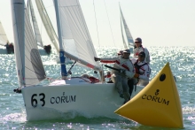 Luna Rossa ITA515 with Jimmy Spithill helming and  Jonathan McKee (USA), Charles McKee (USA), Manuel Modena (ITA), Mac Agnese (USA) in crew,  wins 2005 Corum Melges 24 Worlds in Key Largo