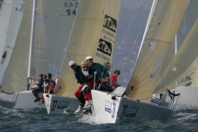 Action from day four of the 2005 Melges 24 Europeans at Torquay - No Woman No Cry GER582 - Alba Batzill helming for Eddy Eich