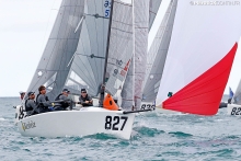 Ronald Veraar in helm of Team Kesbeke/Sika/Gill NED827 at the 2016 Melges 24 Worlds in Miami