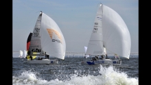 Blu Moon of Flavio Favini and Quantum Racing of Terry Hutchinson - Terry Hutchinson, tactician Scott Nixon, Brian Janney, George Peet and Amy Ironmonger on Quantum Racing USA751 at the 2009 Sheehy Lexus of Annapolis Melges 24 World Championship