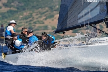 Michael Goldfarb on his War Canoe USA841 at the 2019 Melges 24 Worlds in Villasimius, Sardinia, Italy