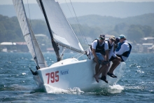 Steve O' Rourke's Panther AUS795. On this photo sailing at the 2019 Accru Melges 24 Australian National Championship on lake Macquarie.