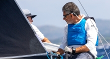 Michael Goldfarb on his War Canoe USA841 at the 2019 Melges 24 Worlds in Villasimius, Sardinia, Italy