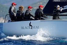 Richard Thompson and his Black Seal with Nigel Young, Stefano Cherin, Michael Claxton and Catherine Alton  - 2019 Melges 24 World Championship - Villasimius, Sardinia, Italy