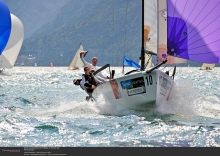 Carlo Vroon of Gelikt NED789 at the 2012 Melges 24 Pre-Worlds on Lake Garda, Torbole, Italy
