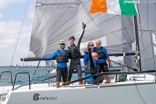 Embarr IRL829 of Conor Clarke with Stuart McNay (USA), Dave Hughes (USA), Maurice O'Connell, Aoife English, coach Morgan Reeser - 2016 Melges 24 World Champion in Miami