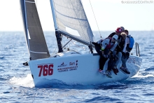 Rock City team of Tiit Vihul, Martin Müür, Indrek Ulla, Ago Rebane and Triin Sarapuu at the 2019 Melges 24 World Championship in Villasimius, Sardinia, Italy