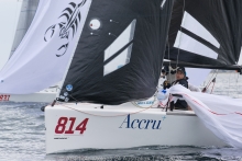 Glenda and Kevin Nixon's Accru during a spinnaker drop - 2020 Melges 24 Australian Nationals