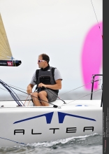 Andrea Racchelli helming Altea at the 2011 Böklunder Melges 24 European Championship in Aarhus, Denmark