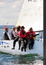 Andrea Racchelli helming Altea at the 2011 Böklunder Melges 24 European Championship in Aarhus, Denmark