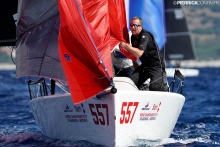 Imagine GBR557 of David Rowen with Jamie Lea in tactics, Jim Schwerdt and Fred Kemp in crew - 2019 Melges 24 Worlds, Villasimius, Sardinia, Italy