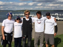 Bora Gulari's team West Marine Rigging, from left Jeremy Wilmot, Kyle Navin, Thomas Barrows, Bora Gulari, Norman Berge - the winner of the 2016 Line Honors US Melges 24 Championship at Lake Geneva, Wisconsin