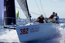 Cinghi Aile SUI382 of Michael Good with Nino Castellan, Katharina Hanhart, Michael Neracher and Regina Tzeschlock at the 2019 Melges 24 Worlds in Villasimius, Sardinia, Italy