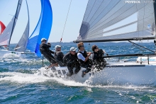 Gill Race Team GBR694 of Miles Quinton with Geoff Carveth at the helm and Graig Burlton, Adam Brushett and Catherine Alton in crew - 2016 Melges 24 Europeans - Hyeres, France