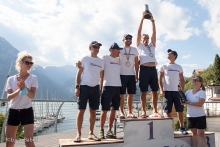 Paolo Brescia's Melgina ITA693 with Simon Sivitz Kosuta, Jas Farneti, Stefano Orlandi and Ariberto Strobino at the 2020 Melges 24 Italian Championship in Torbole