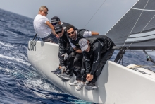 Paolo Brescia and his Melgina ITA693 with Jas Farneti, Giovanni Meloni, Simon Sivitz Kosuta and Ariberto Strobino at the 2019 Melges 24 Pre-Worlds in Villasimius, Sardinia, Italy