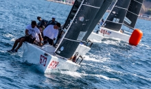 Peter Karrie's Nefeli GER673 with Alessandro Franci, Niccolo Bianchi, Saverio Cigliano, Carlo Zermini took an early lead in Portoroz at the 2020 Melges 24 European Sailing Series 3rd regatta on Day One 