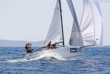 SALTY DOG DEN779 of Peter Warrer with Mathias Lehem Sletten, Soren Kristensen, Andre Ostergard, and Mathias Borreskov at the 2016 Melges 24 Europeans, Hyeres, FRA