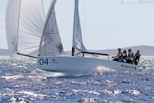 Melges.dk DEN612 of Kris Houmann with Rasmus Damsgaard, Rasmus Melsen and Soren Braad Steen at the 2016 Melges 24 Europeans, Hyeres, FRA