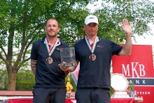 AudiTron ITA840 of Riccardo Simoneschi with Enrico Fonda, Manuel Modena, Federico Buscaglia and Lucia Giorgetti - 4th place at the 2014 Melges 24 European Championship - Balatonfüred, Hungary; Federico and Manuel with the prize