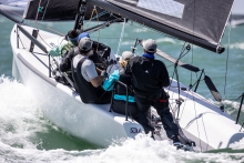 Laura Grondin's team Dark Energy with her crew Taylor Canfield, Rich Peale, Scott Ewing and Cole Brauer - Bacardi Cup Invitational Regatta in March 2021