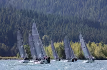 Melges 24 fleet in Columbia Gorge