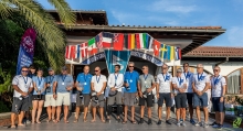 The overall podium of the Melges 24 European Championship 2021 in Portoroz - Altea ITA722 of Andrea Racchelli, Gill Race Team GBR694 of Miles Quinton and Lenny EST790 of Tõnu Tõniste