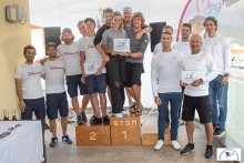 The podium of the final event of the Melges 24 European Sailing Series 2021 in Trieste - 1. Black Seal GBR822, 2. Melgina, 3. White Room GER677 - Trieste, Italy