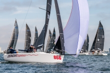 Harry Melges IV with Finn Rowe, Ripley Shelley, Jeremy Wilmot and Kate O’Donnell on the newest Melges 24 Zenda Express USA866 - Bacardi Winter Series 2021-2022 - Event 2 - Miami, FL