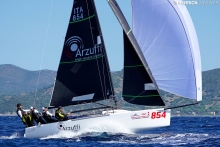 Maidollis ITA854 of Gian Luca Perego, helmed by Carlo Fracassoli is the reigning Melges 24 World Champion, crowned at the Melges 24 Worlds in Villasimius, Sardinia, Italy in October 2019 