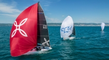 Arkanoe by Montura ITA809 of Sergio Caramel took the bullet from the final race of the day and is completing the provisional podium after Day One at the second event of the Melges 24 European Sailing Series 2022 in Trieste, Italy