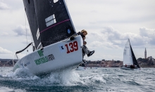 Some big waves on Day Two of the opening event of the Melges 24 European Sailing Series 2022 in Rovinj, Croatia - ALeAliEurocart ITA139 of Francesco Cricchiutti