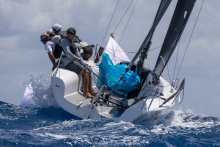 2021 Rolex Yachtsman of the Year Harry Melges IV steering Zenda Express USA866, took the first bullet of the 2022 Melges 24 World Championship