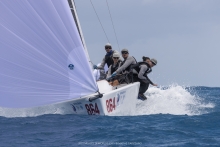 Laura Grondin on Dark Energy, where the tactical choices are entrusted to Taylor Canfield, had a good day thus far winding out the day in third after three races at the Melges 24 Worlds 2022