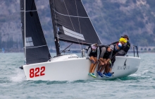 Black Seal GBR822 of Richard Thompson with Stefano Cherin steering jumped to the second position in overall on Day 2 of the Melges 24 European Sailing Series 2022 event 4 in Riva del Garda, Italy