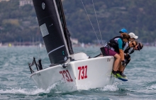 Cytrus SUI731 of Christopher Renker takes the lead of the Corinthian division on the Day 2 of the Melges 24 European Sailing Series 2022 event 4 in Riva del Garda, Italy