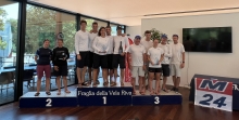 The Corinthian podium of the Melges 24 European Sailing Series 2022 event 4 in Riva del Garda, Italy - 1. Arkanoe by Montura ITA809; 2. Cytrus SUI731; 3. Gill Race Team GBR694