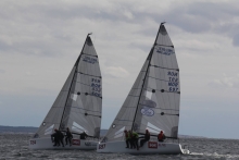 Kristoffer Spone’s  Helly Hansen II Lisa NOR697  and Kristian Nergaard’s Helly Hansen NOR600 at the 2022 Melges 24 Norwegian Nationals