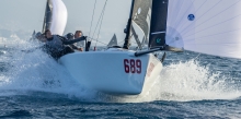 Strambapapa ITA689 of Michele Paoletti with Giovanna Micol, Pietro Perelli, Giulia Pignolo and Davide Bivi at the Melges 24 Europeans 2022 in Genoa on Day Four