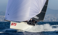 Nefeli GER673 of Peter Karrie with Alessandro Franci, Niccolo Bianchi, Saverio Cigliano and Alessandro Saettone wins the Race 8 at the Melges 24 Europeans 2022 in Genoa on Day Four