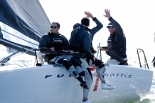 Brian Porter at the helm of Full Throttle won his 9th Melges 24 U.S National Championship on Pensacola Bay in Florida. From left to right: Brian Porter, Bri Porter, RJ Porter and Matt Woodworth.