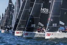 Crowded start on Race Day Two - Melges 24 World Championship 2023 - Middelfart, Denmark 